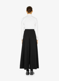 Pantalon structuré à taille haute en laine - Noir