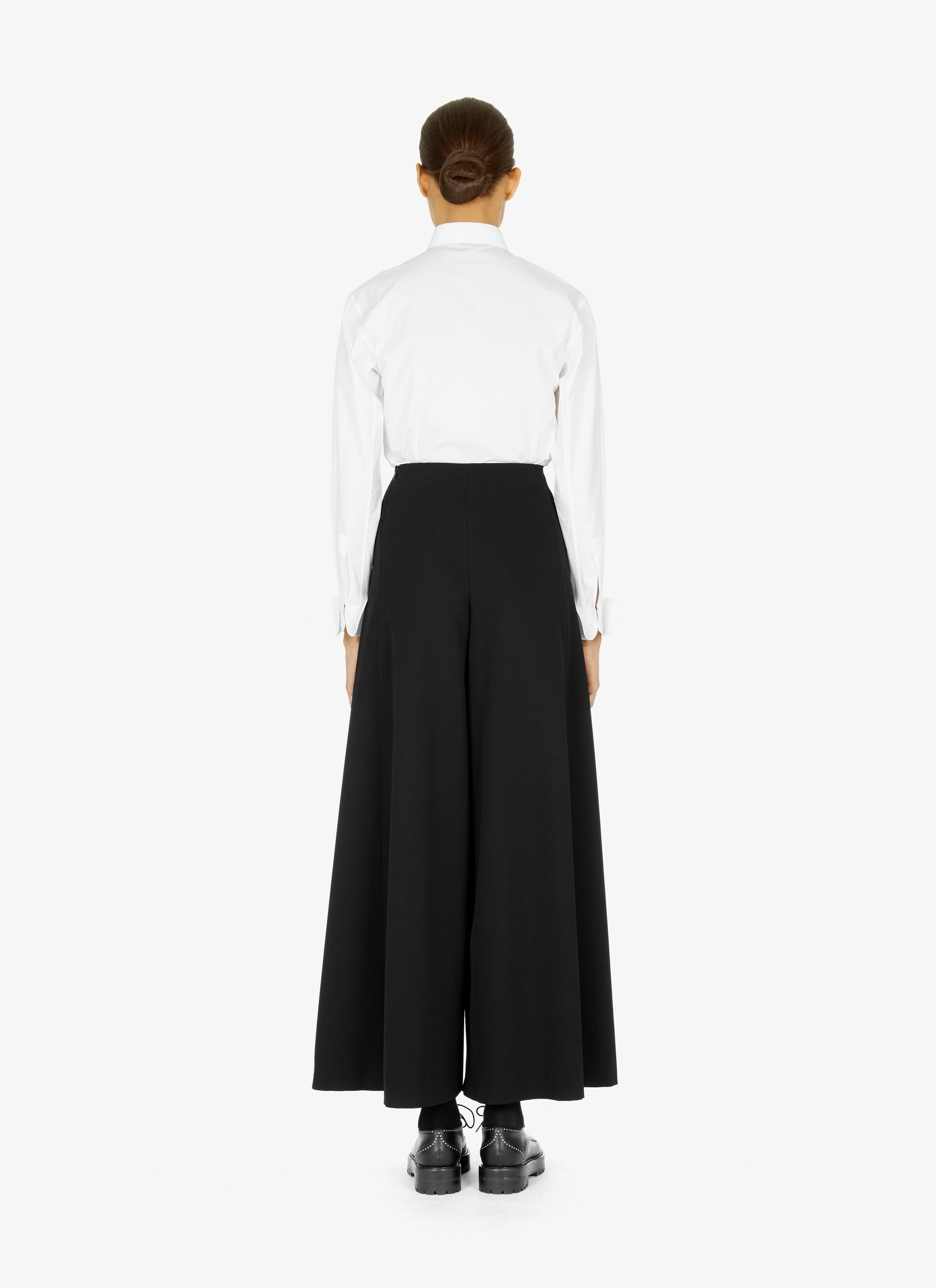 Pantalon structuré à taille haute en laine - Noir