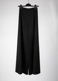 Pantalon structuré à taille haute en laine - Noir