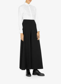 Pantalon structuré à taille haute en laine - Noir