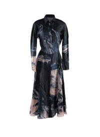 Printed silk maxi dress - Blue & Flesh