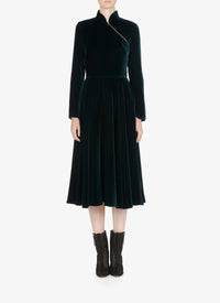 Robe longue fluide en velours - Foret