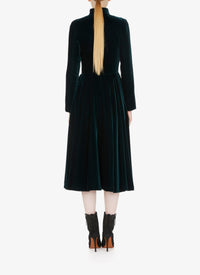 Robe longue fluide en velours - Foret