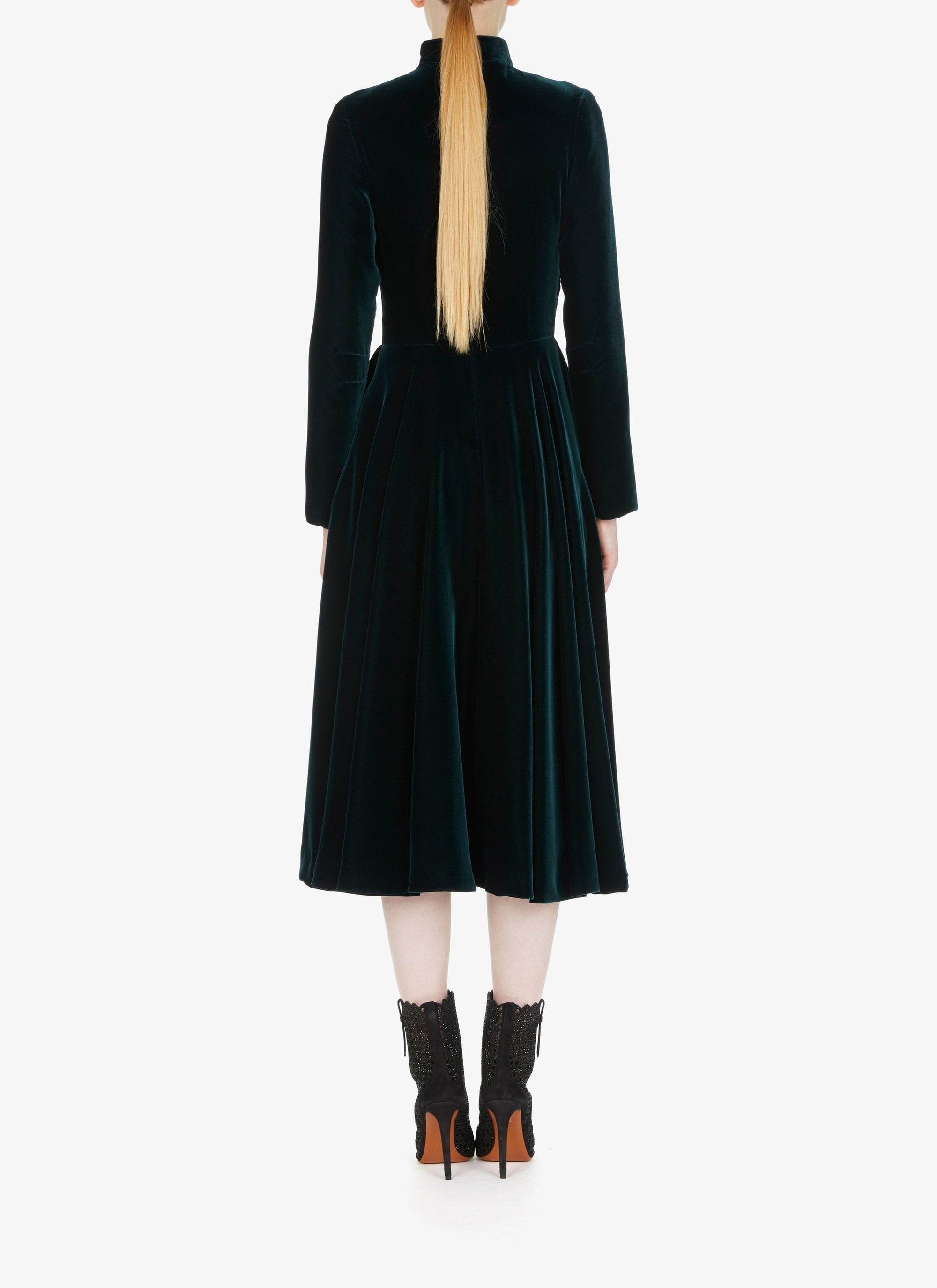 Robe longue fluide en velours - Foret