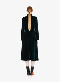 Robe longue fluide en velours - Foret