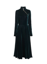 Robe longue fluide en velours - Foret