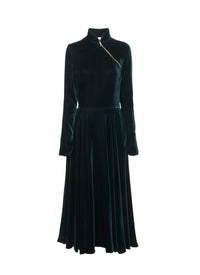 Robe longue fluide en velours - Foret