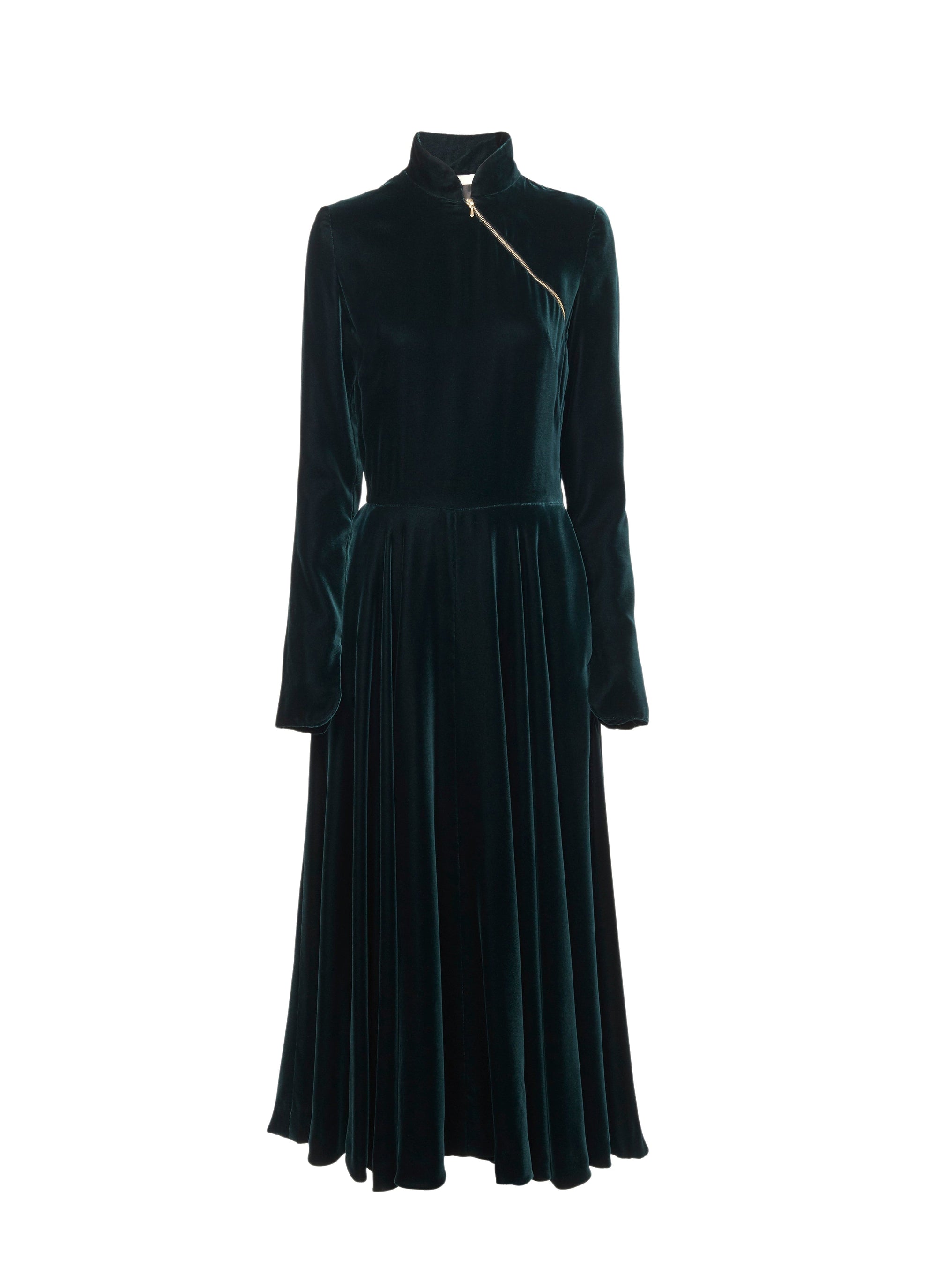 Robe longue fluide en velours - Foret