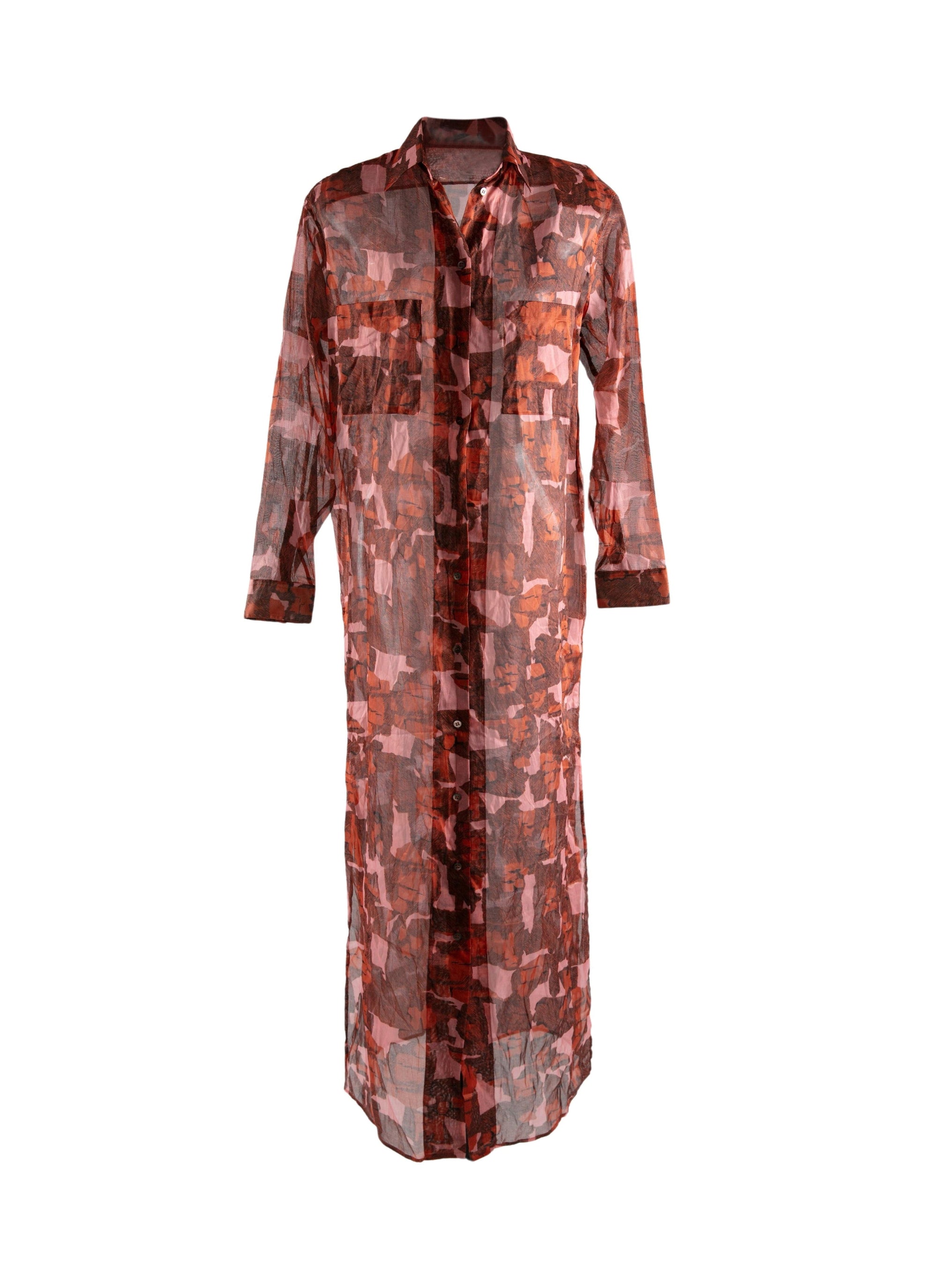 Robe chemise longue en transparence - Rose & Rouge