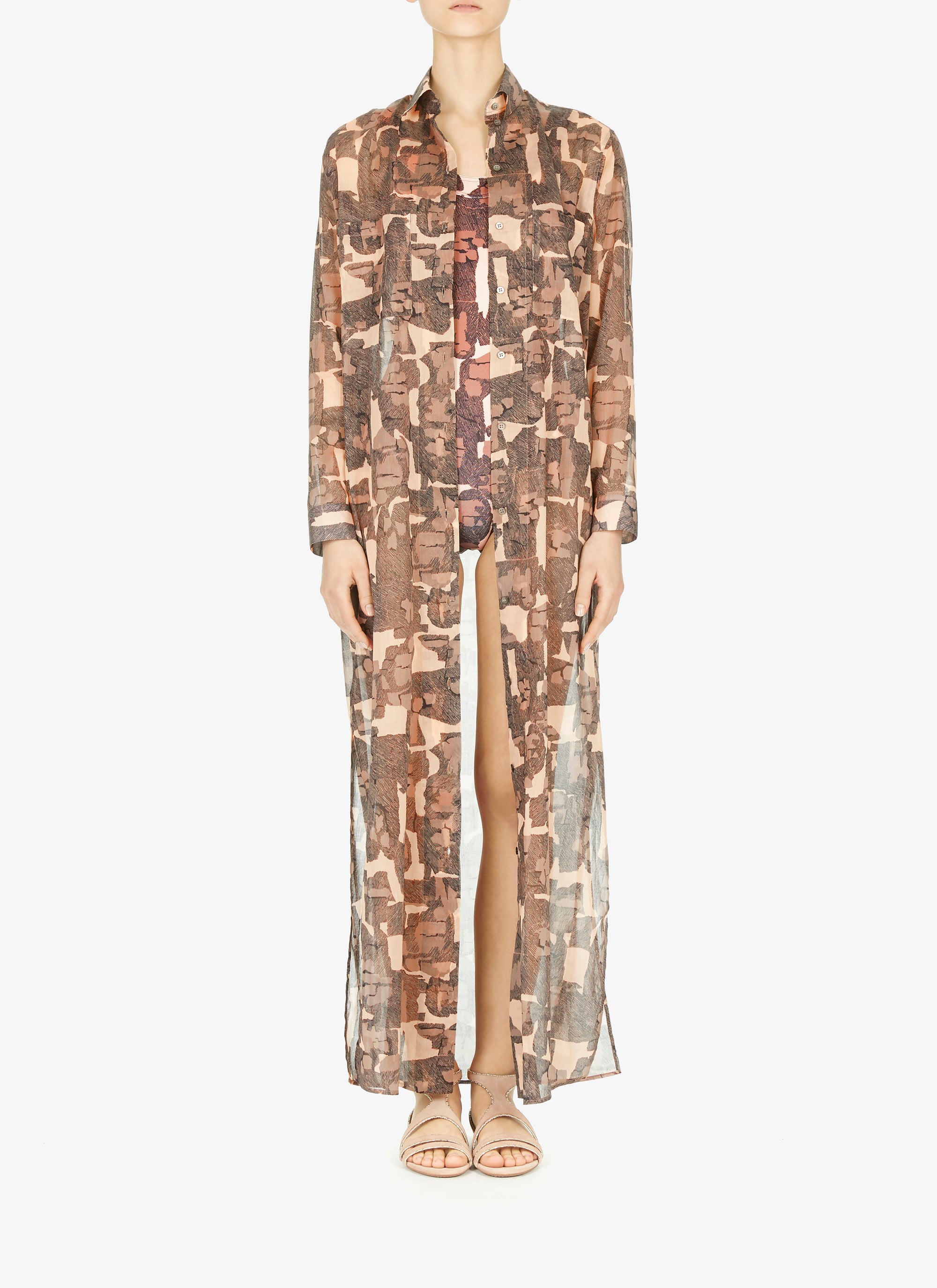 Robe chemise fluide transparente - Chair & Beige