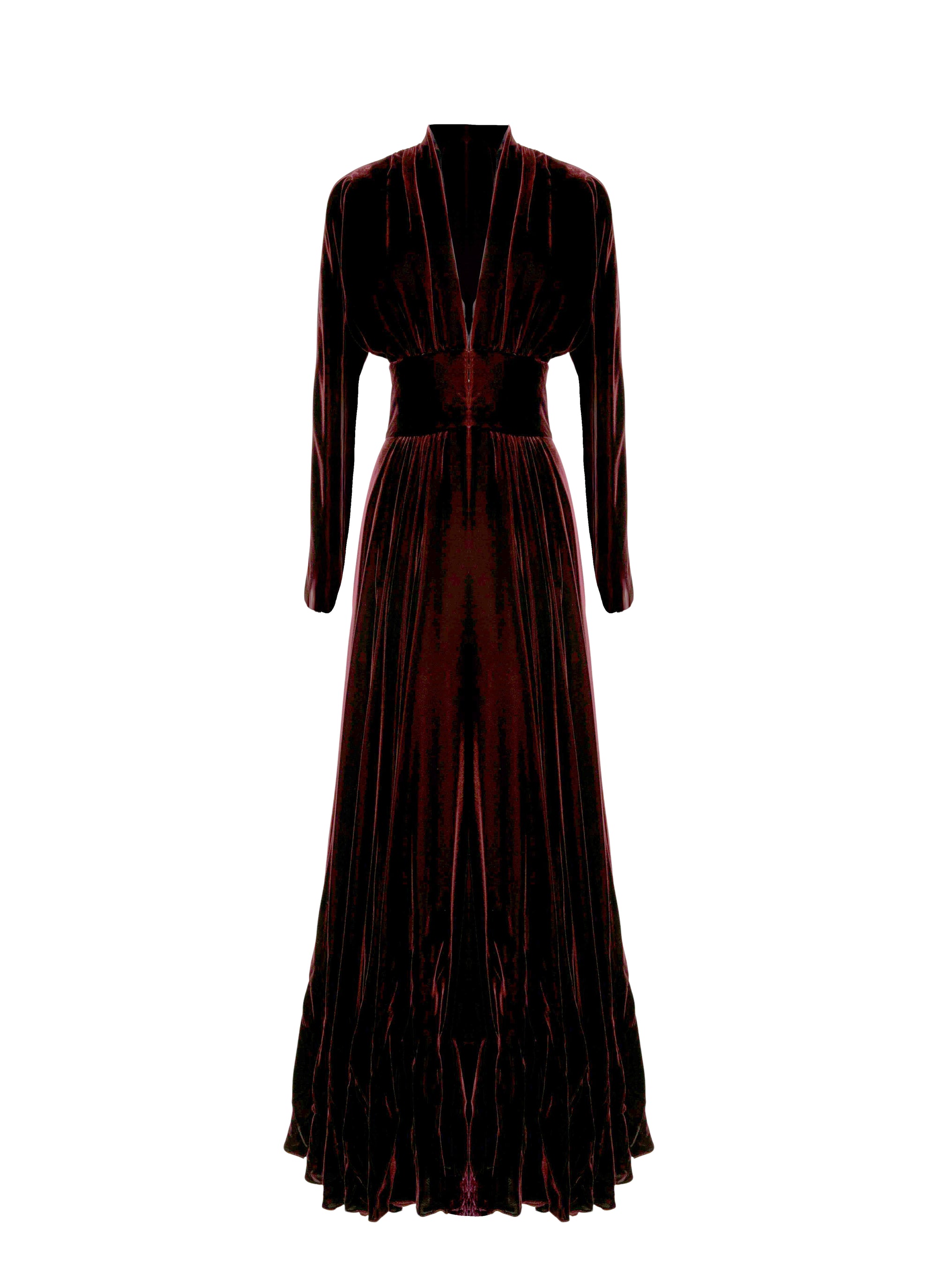 Light velvet maxi dress - Cherry
