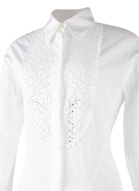 Dress with long sleeves bib - White