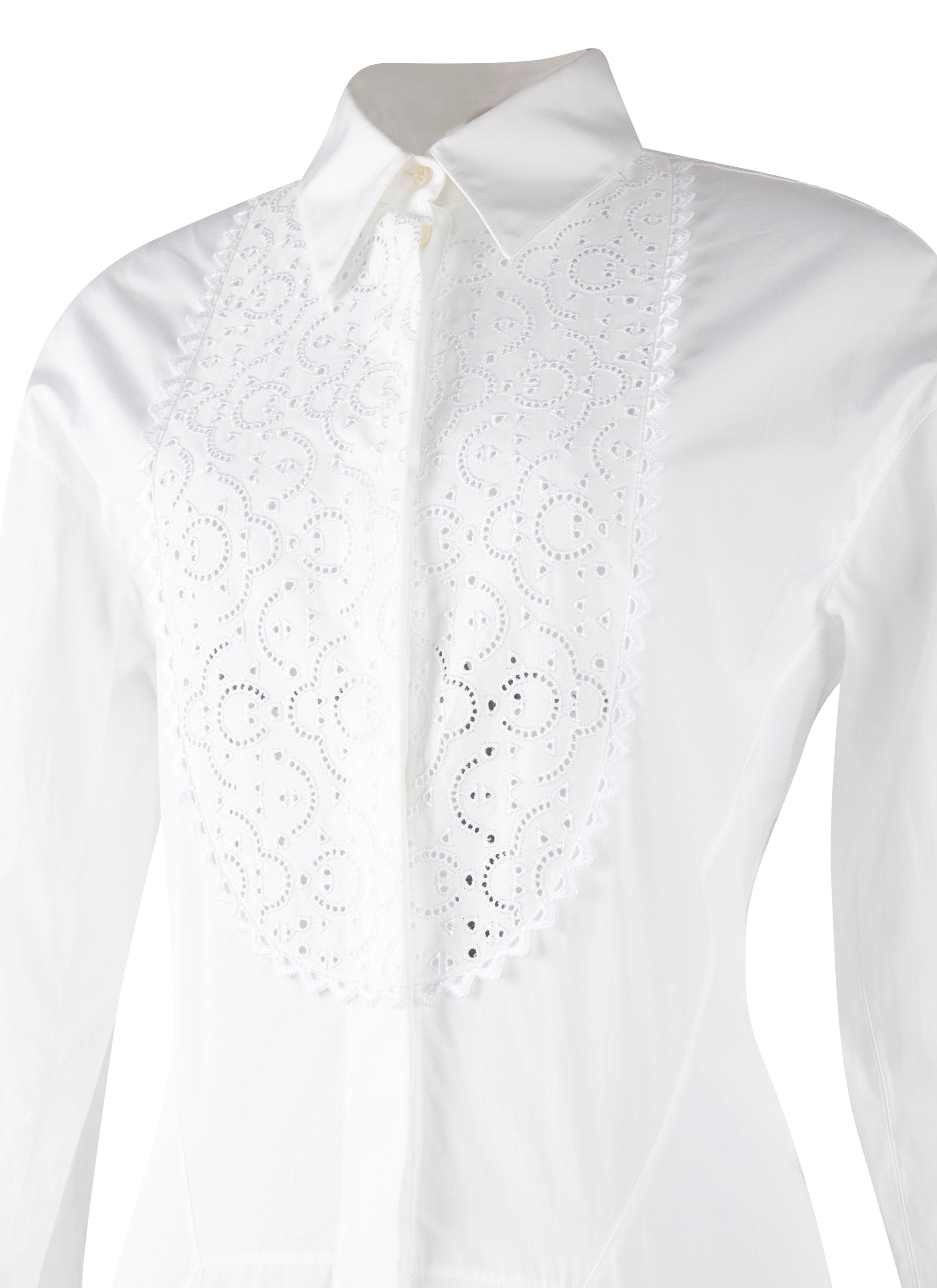 Dress with long sleeves bib - White