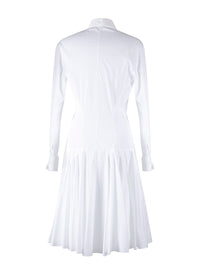 Dress with long sleeves bib - White