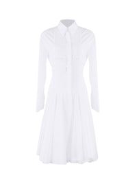 Dress with long sleeves bib - White
