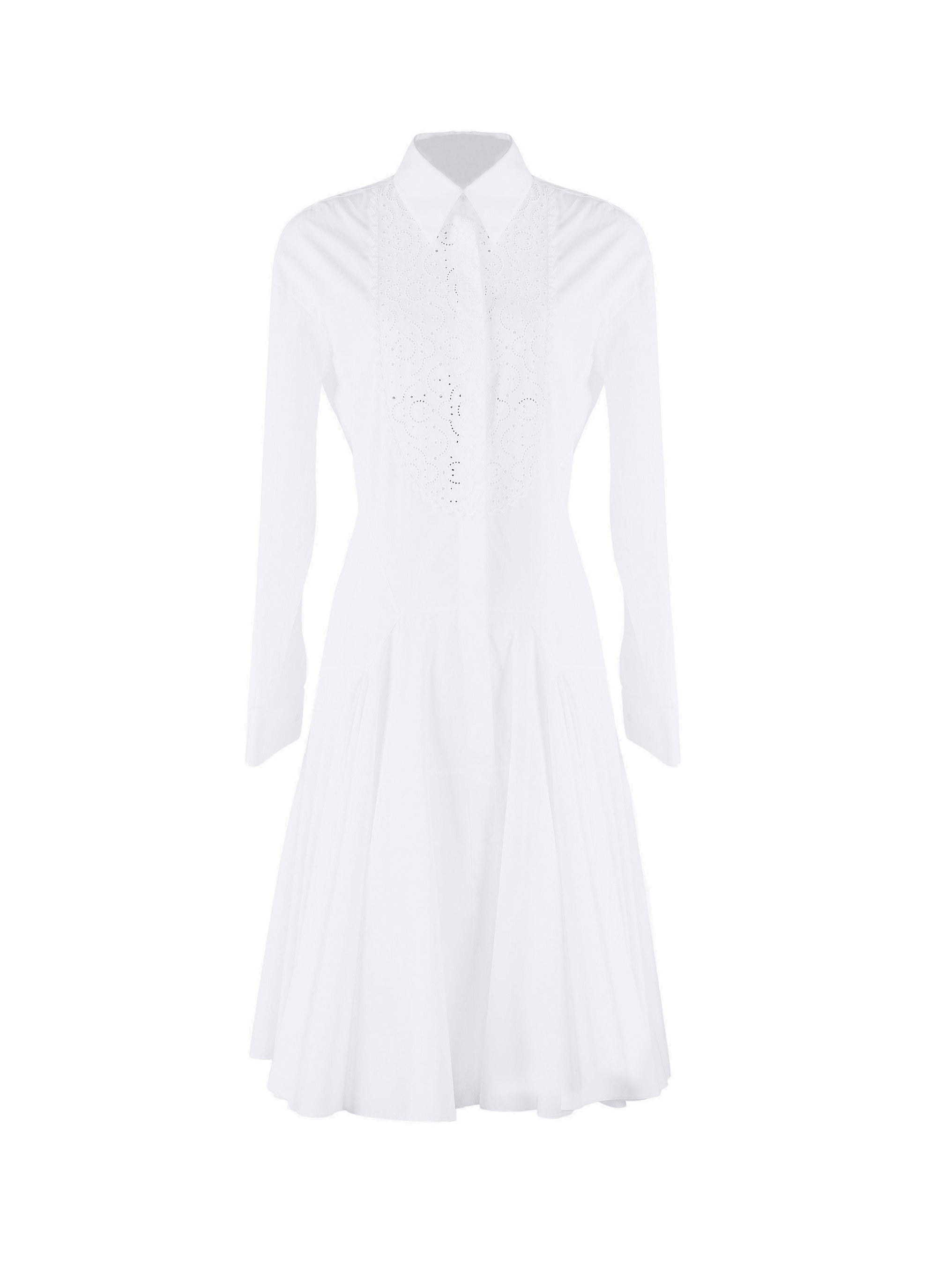 Dress with long sleeves bib - White