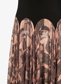 Robe longue plissée en soie - Chair & Beige