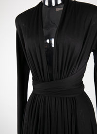 Robe longue à manches longues en laine - Noir