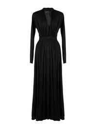 Robe longue à manches longues en laine - Noir