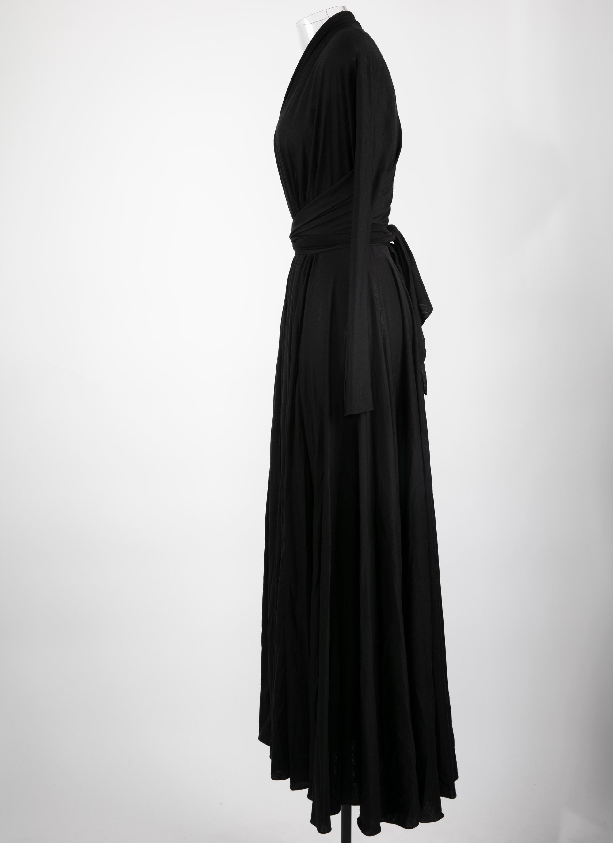 Robe longue à manches longues en laine - Noir