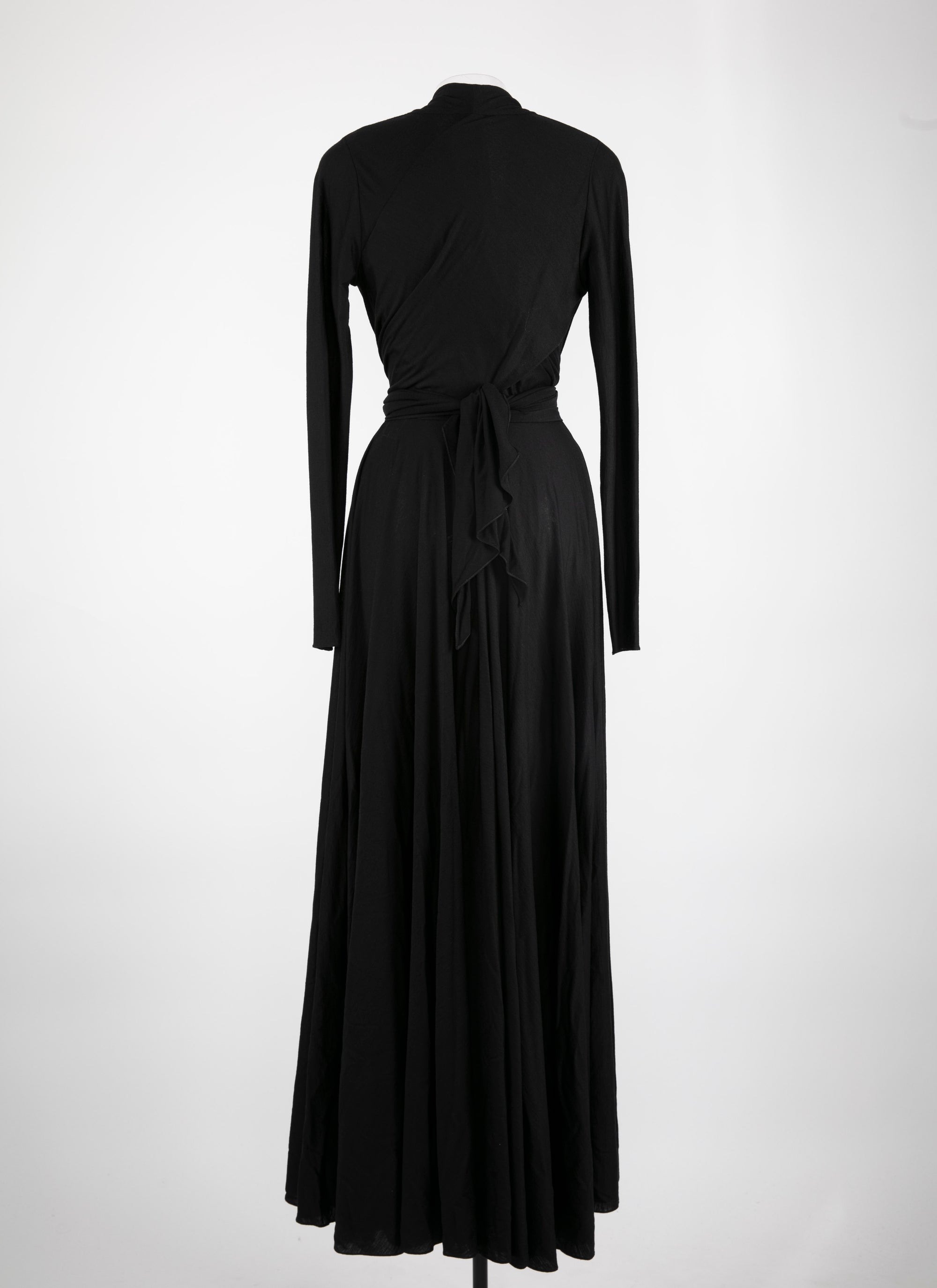Robe longue à manches longues en laine - Noir