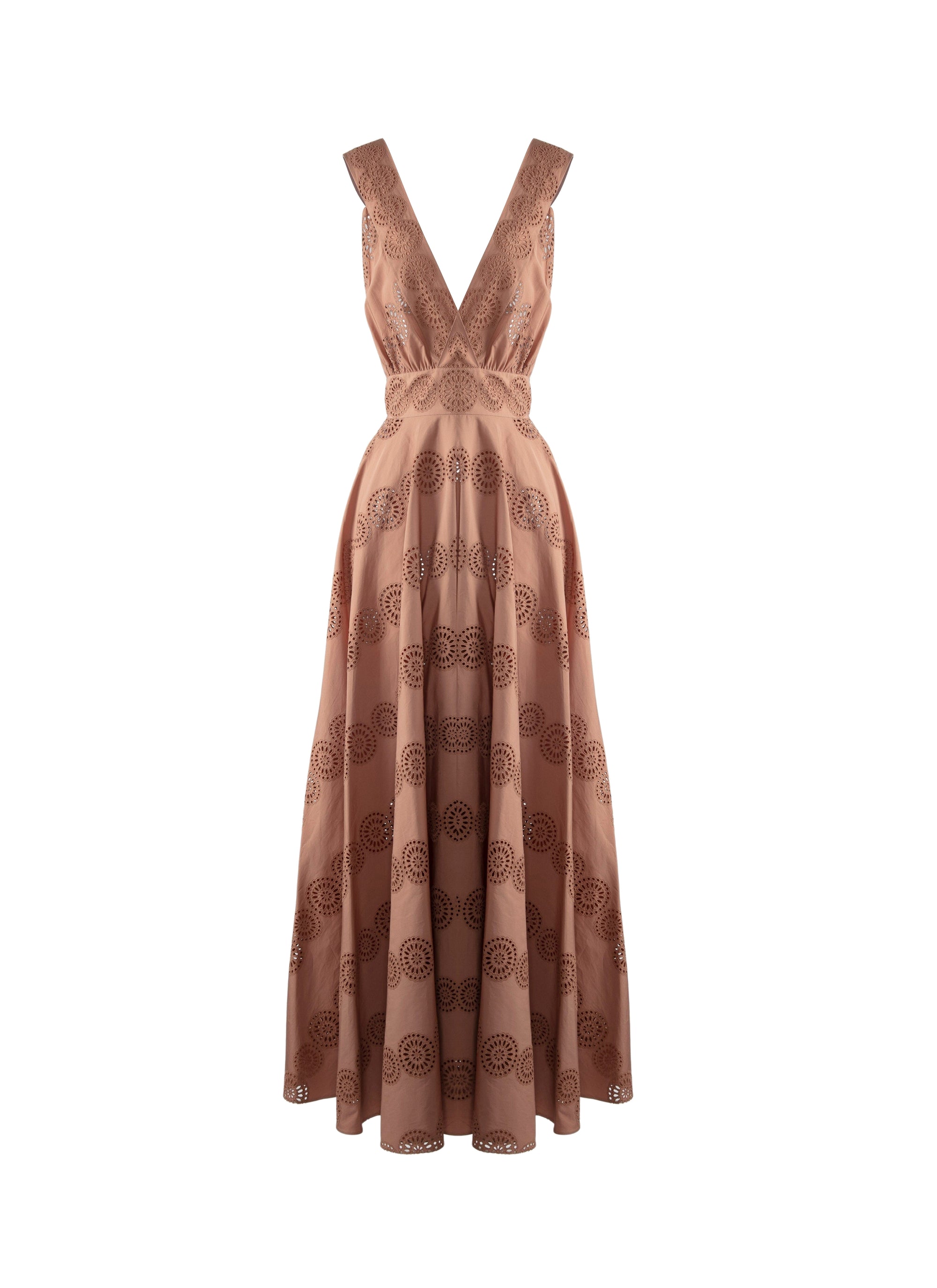 Openwork sleeveless maxi dress - Nude