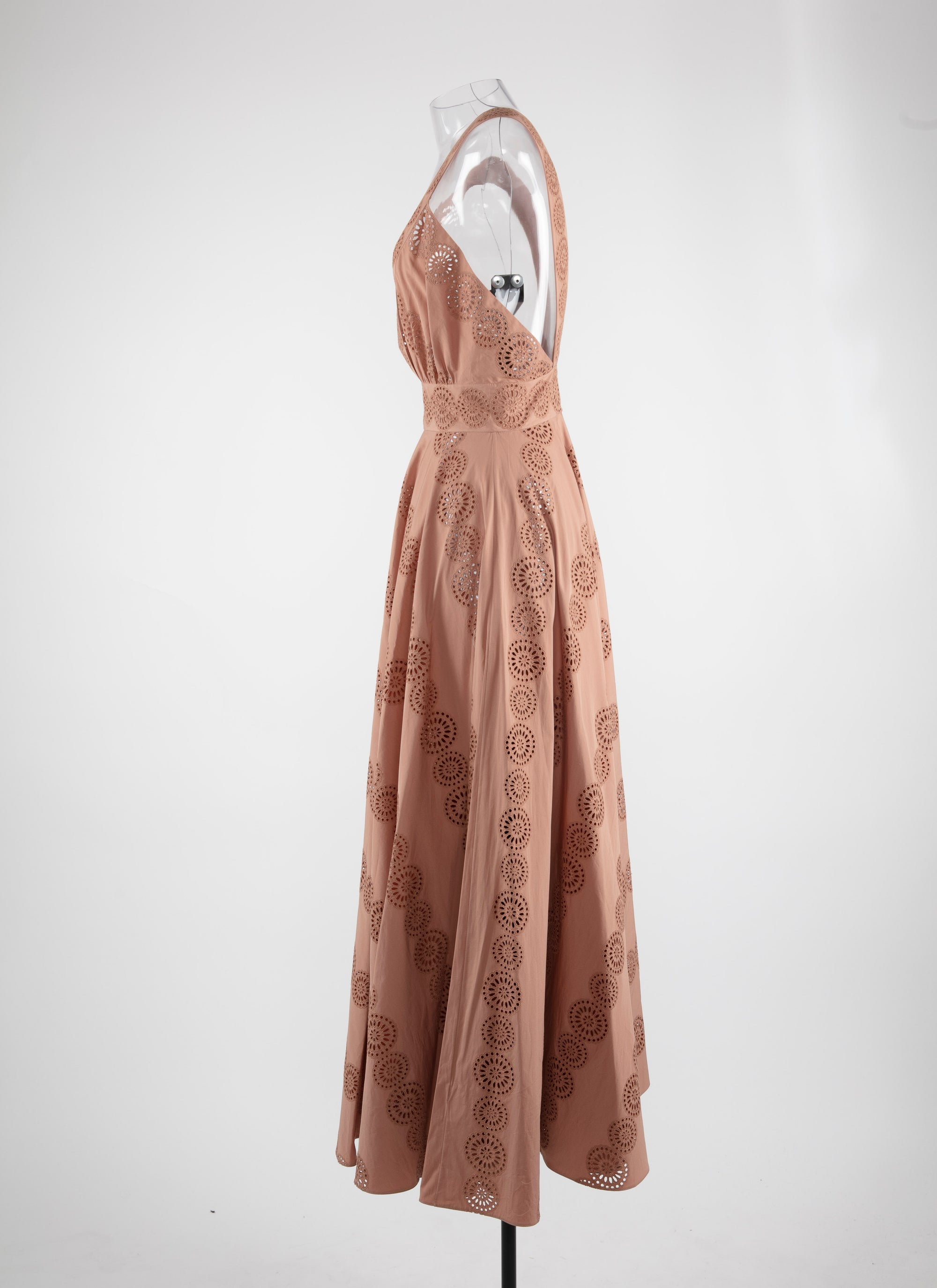 Openwork sleeveless maxi dress - Nude