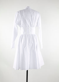 Robe courte évasée à manches longues cintrée - Blanc