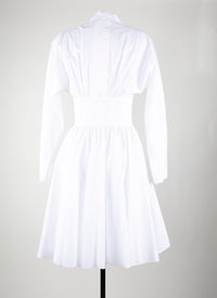 Robe courte évasée à manches longues cintrée - Blanc