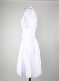 Robe courte évasée à manches longues cintrée - Blanc