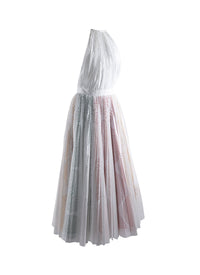 Robe longue sans manches évasée détails ajourés - Blanc