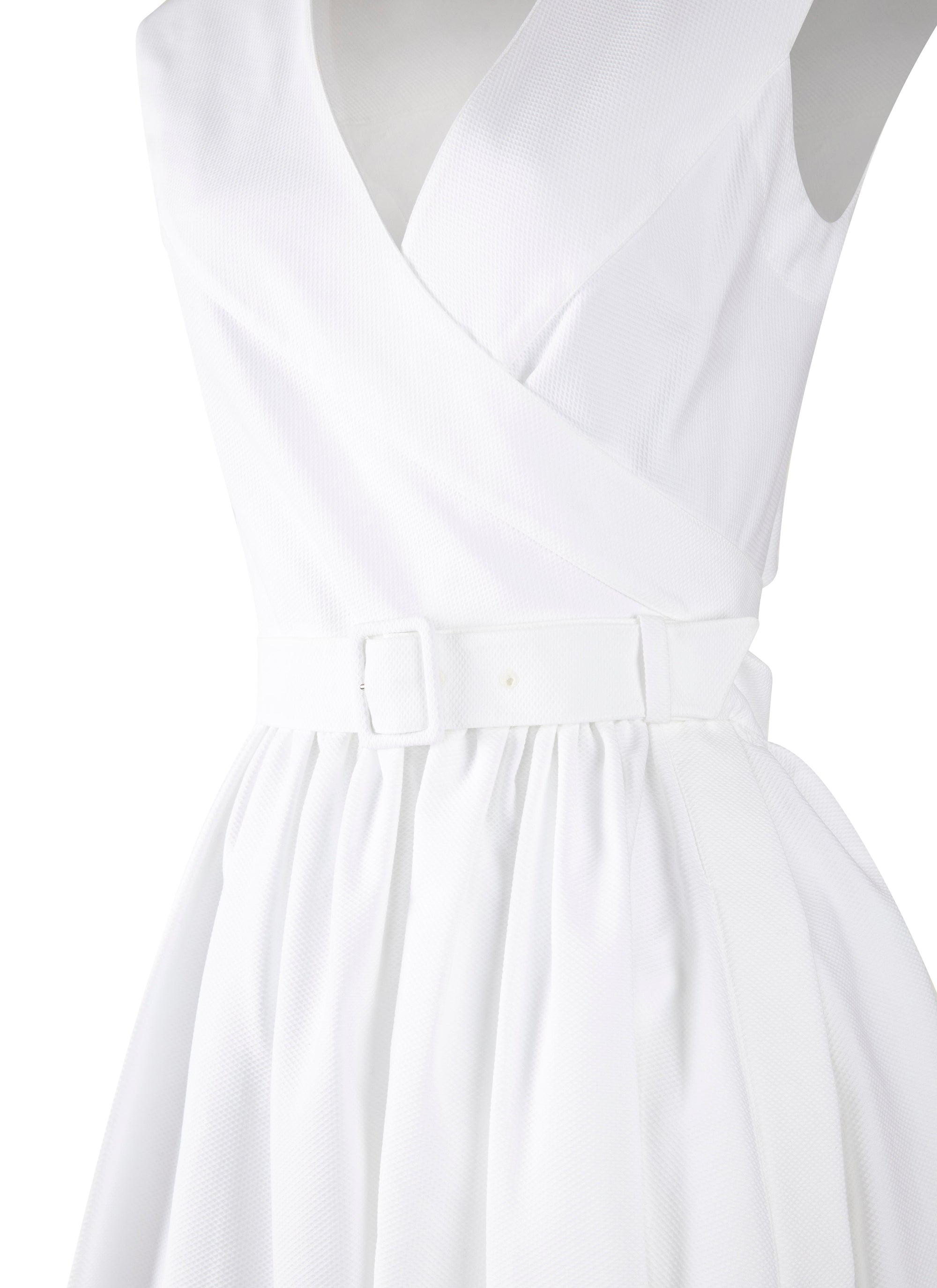 Robe plissée à effet cache-cœur - Blanc