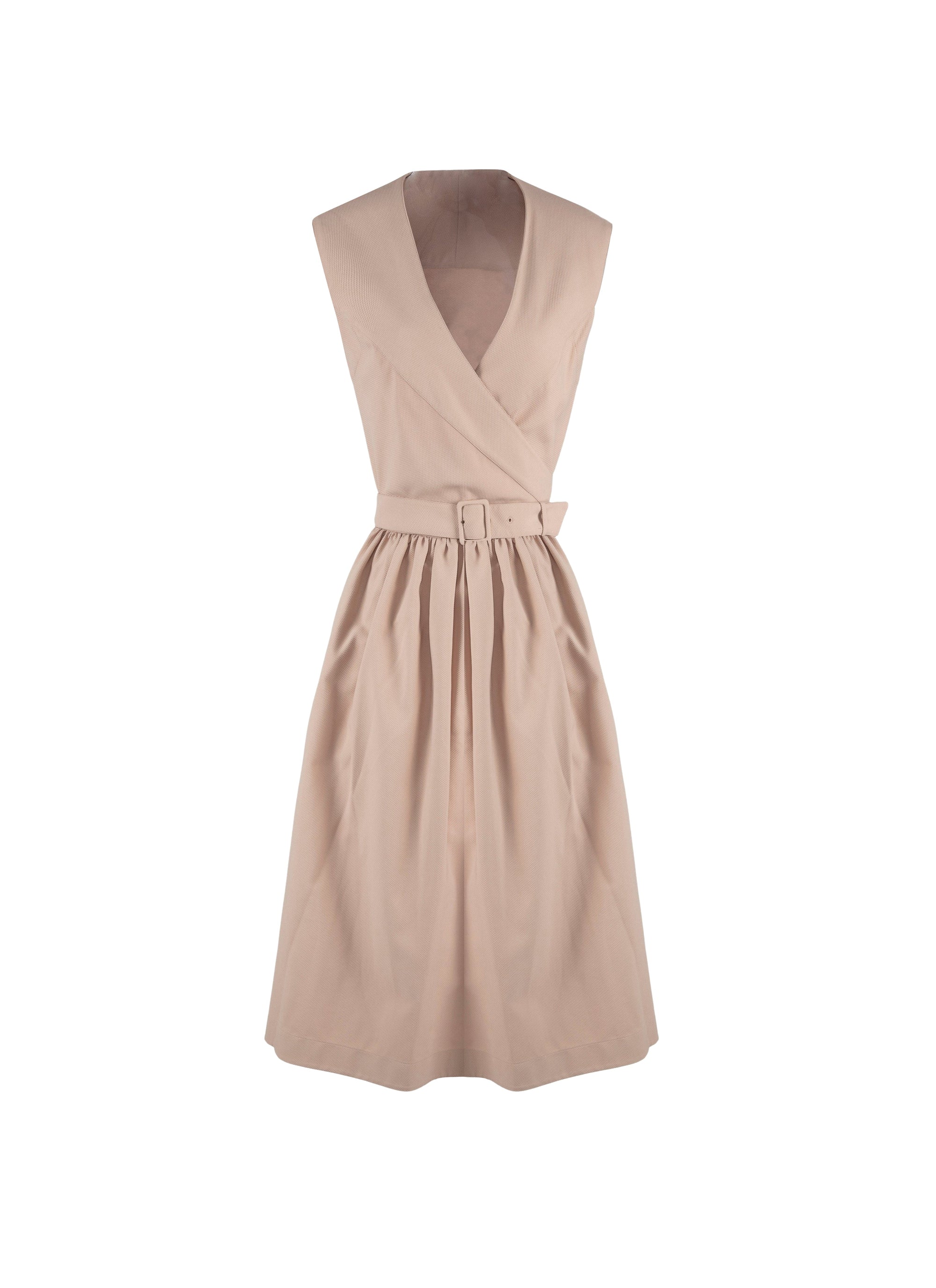 Robe plissée à effet cache-cœur - Beige Clair