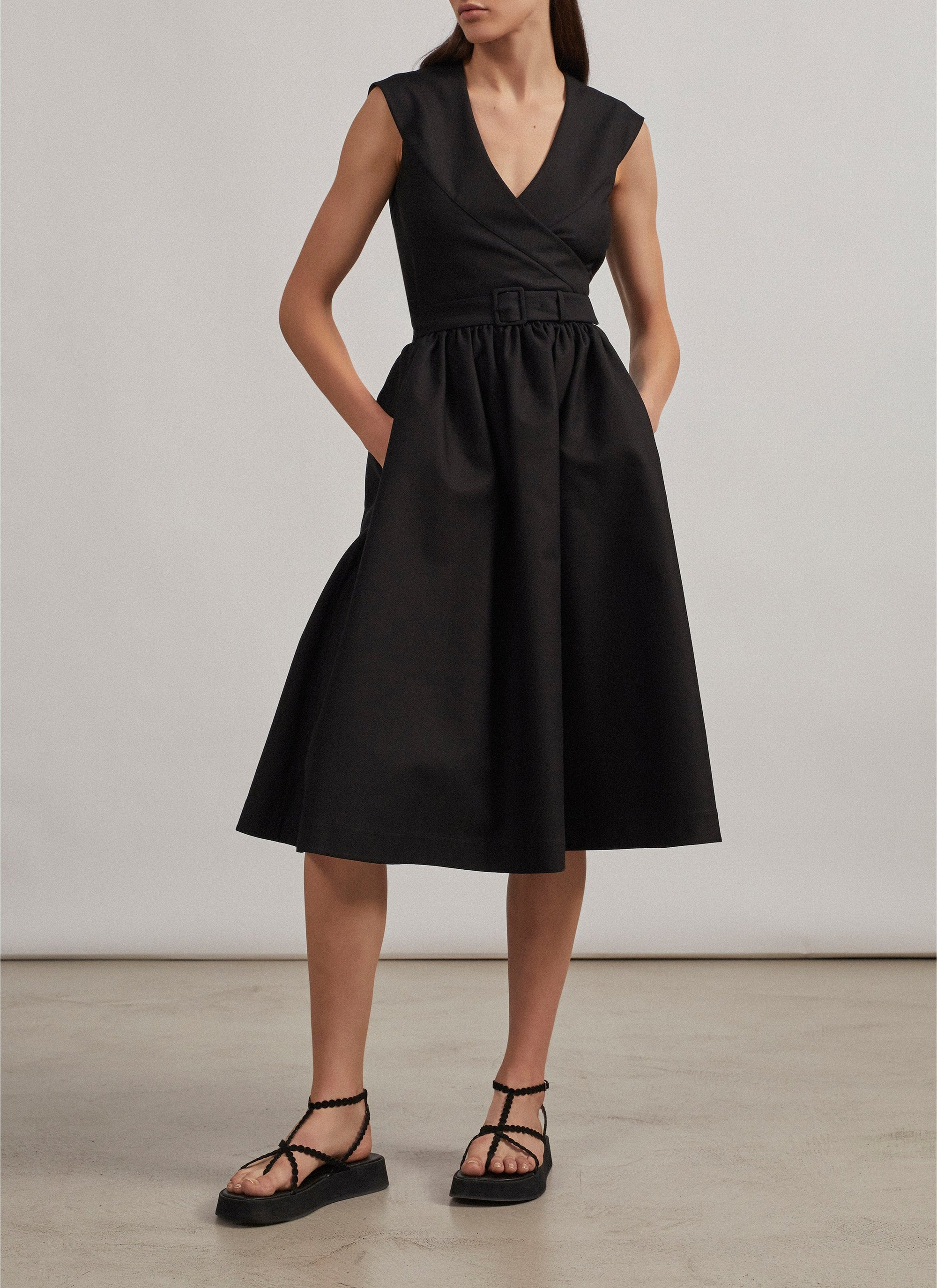 Pleated wrap dress - Black