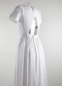 Robe longue à manches courtes dos nu en soie - Blanc