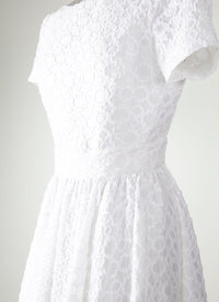 Robe longue à manches courtes dos nu en soie - Blanc