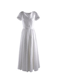 Robe longue à manches courtes dos nu en soie - Blanc