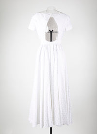 Robe longue à manches courtes dos nu en soie - Blanc