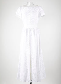 Robe longue à manches courtes dos nu en soie - Blanc