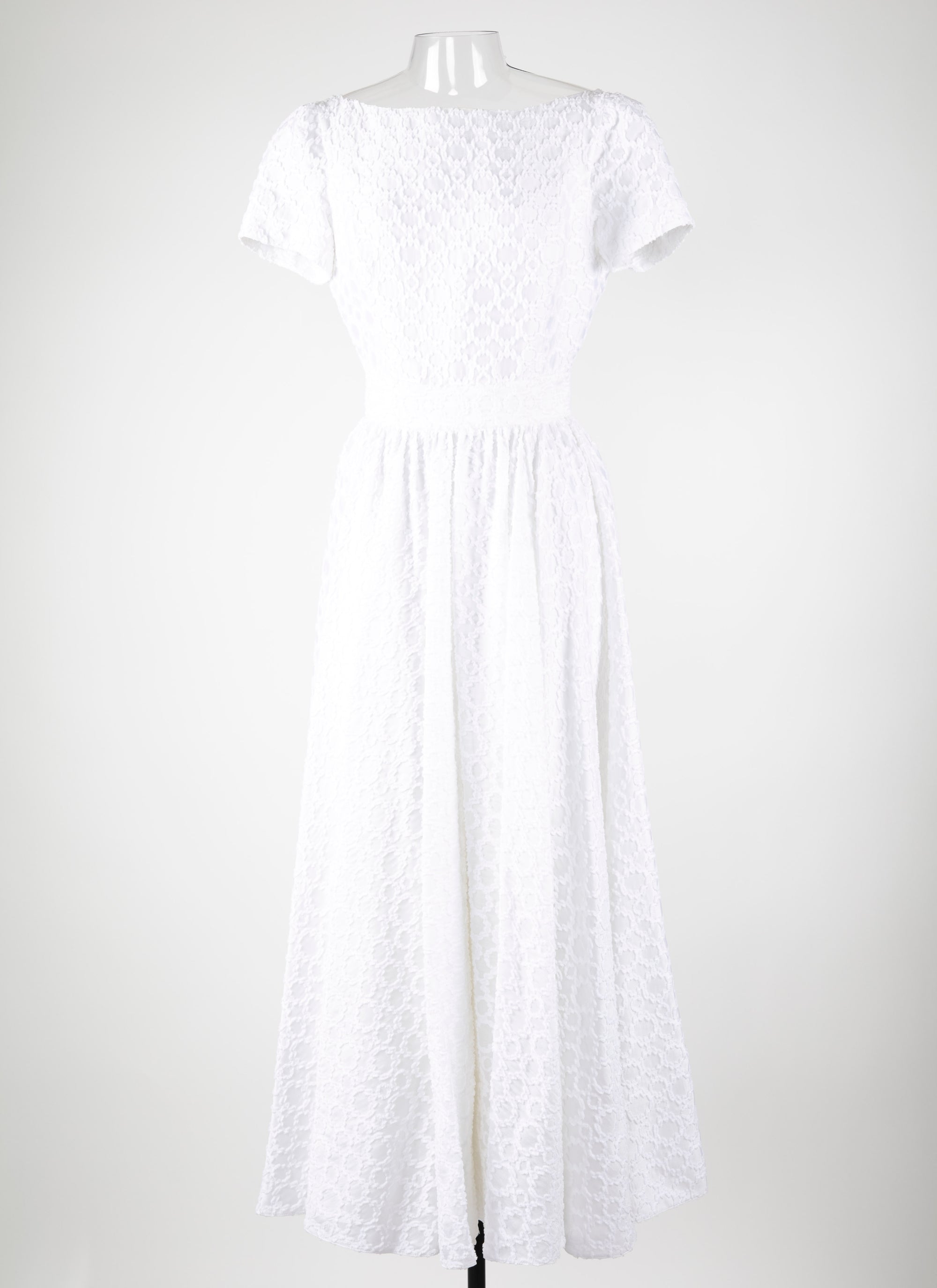 Robe longue à manches courtes dos nu en soie - Blanc