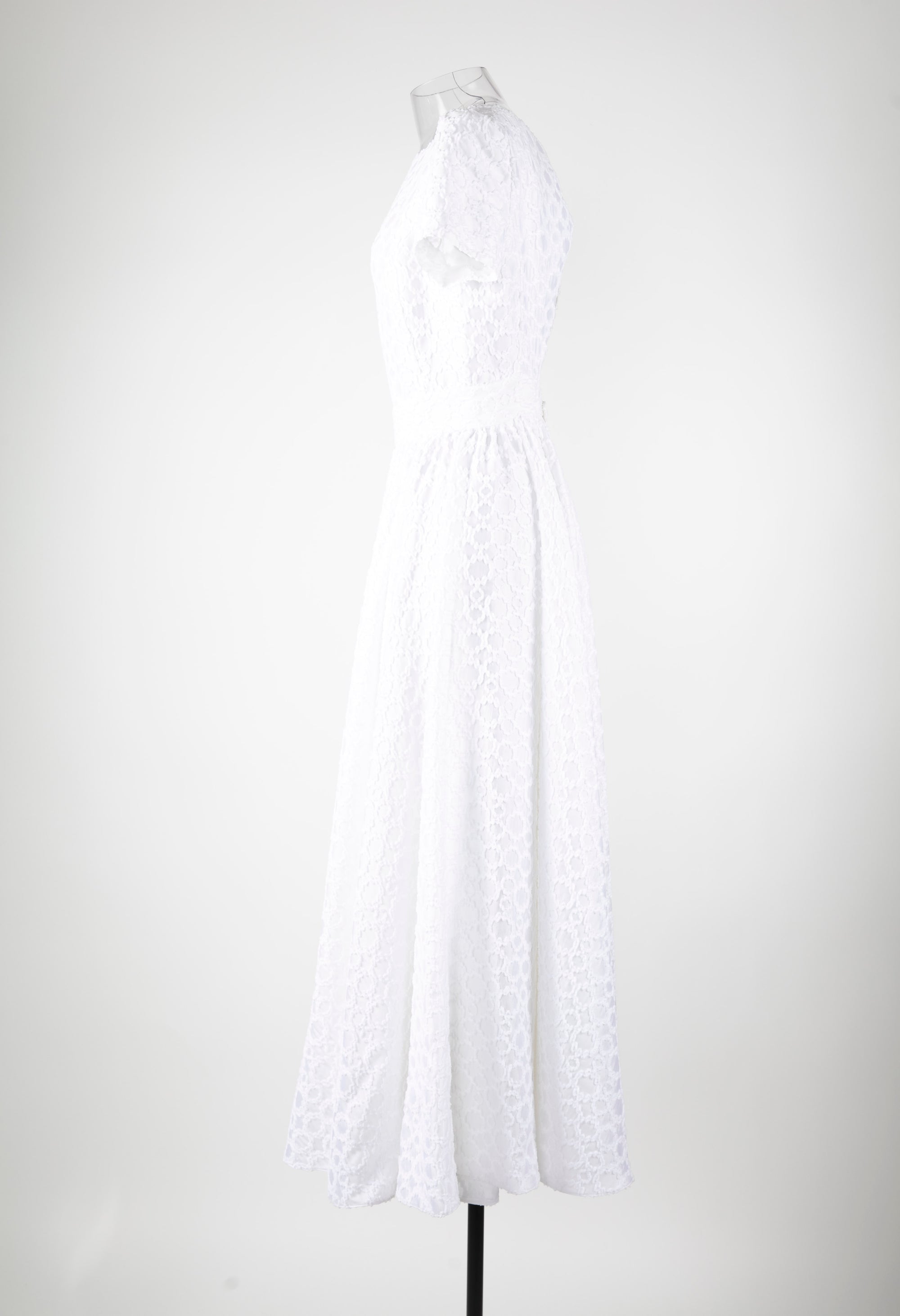 Robe longue à manches courtes dos nu en soie - Blanc