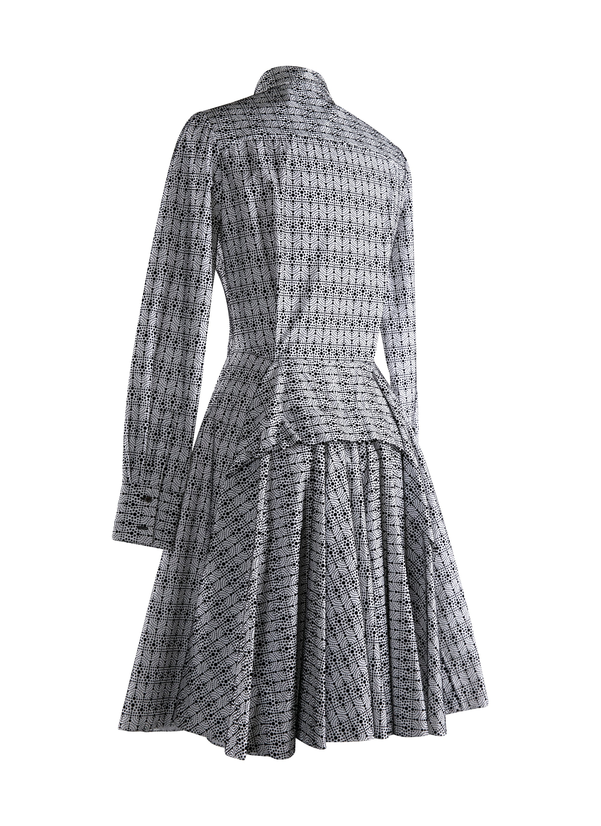 Short Printed Shirt Dress - White & Black