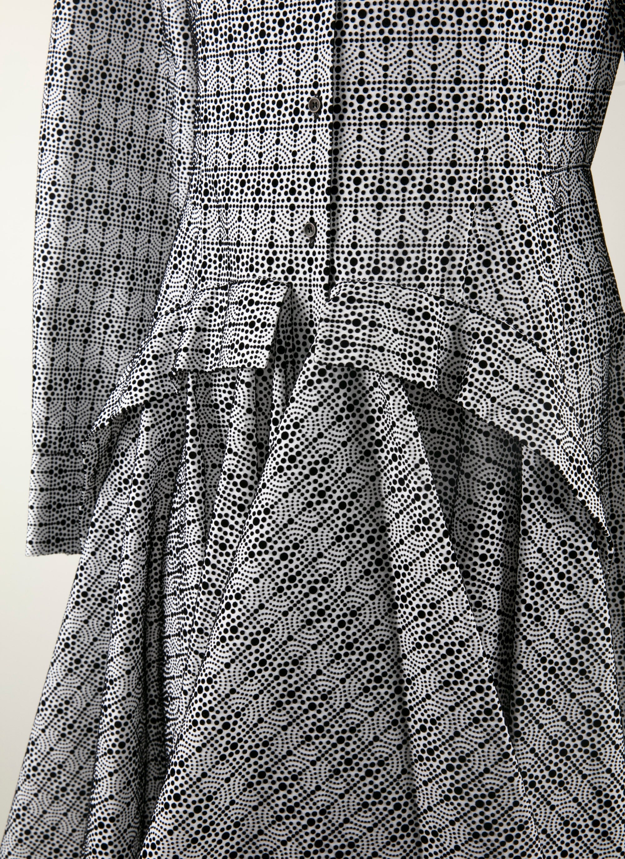 Short Printed Shirt Dress - White & Black