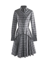 Short Printed Shirt Dress - White & Black
