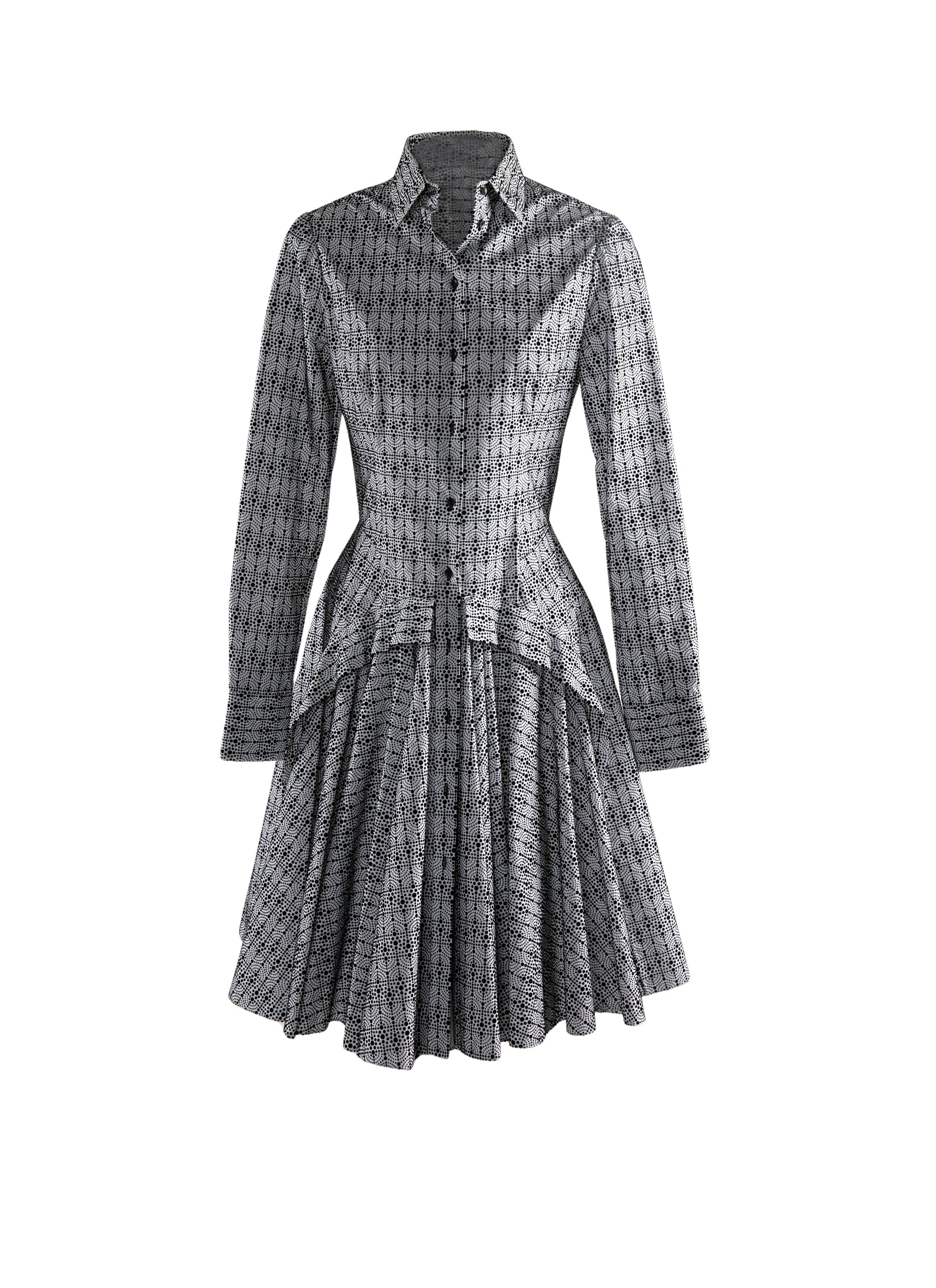 Robe chemise courte imprimée - Blanc & Noir