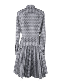Short Printed Shirt Dress - White & Black