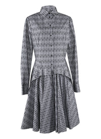Short Printed Shirt Dress - White & Black