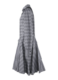 Short Printed Shirt Dress - White & Black