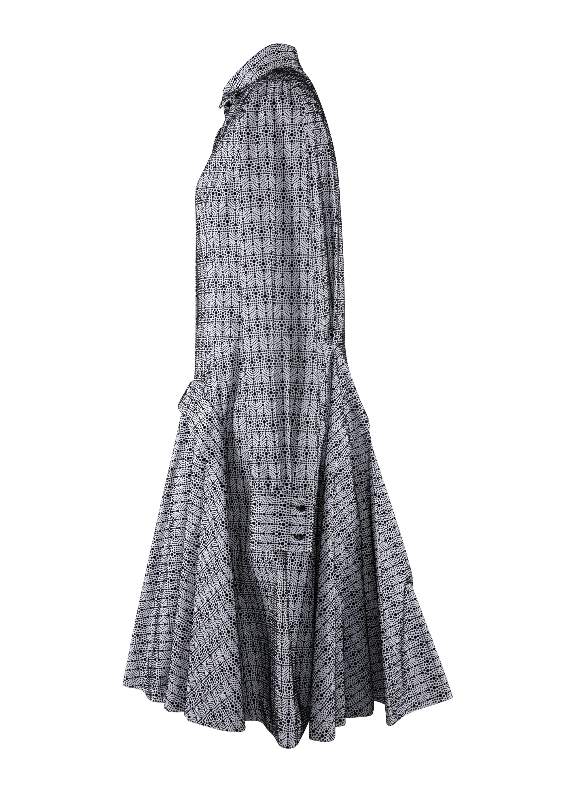 Short Printed Shirt Dress - White & Black
