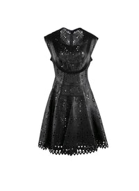 Robe regular sans manches en cuir - Noir